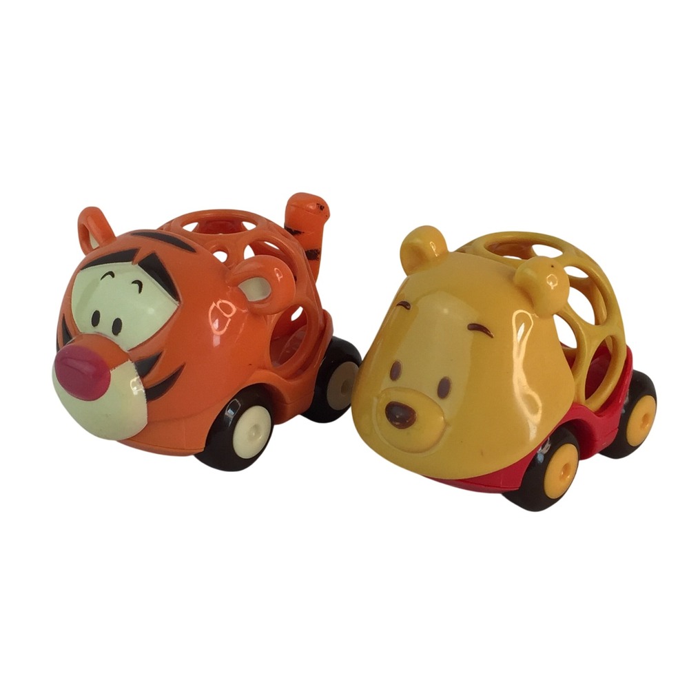 Disney Baby Oball Go Grippers Tigger Winnie the Pooh Toy Push Cars Lot of 2